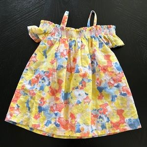 Stunning Janie and Jack Floral Print Smocked  Linen Blend Dress Think Easter!